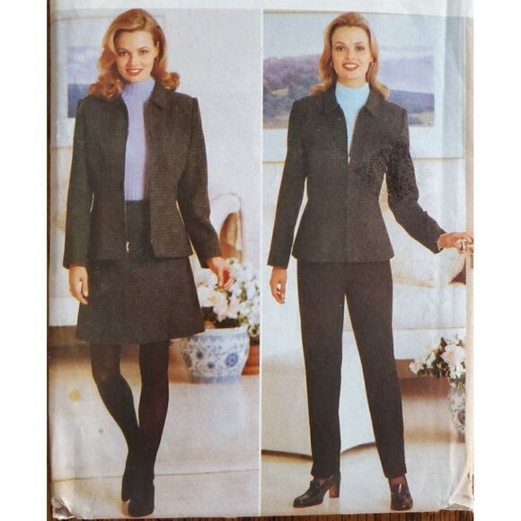 Vintage 90s Butterick Pattern 4678 Uncut Jacket Skirt Pants Sz 6 8 10 12 - Picture 1 of 3